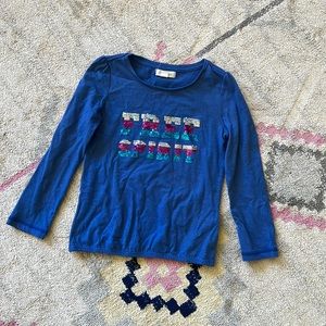 Pumpkin Patch Girls Blue Sequin Long Sleeve Top Size 7